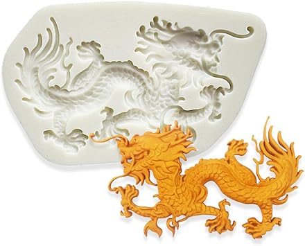 2Pcs large Flying Dragon Fondant Silicone Molds for DIY Cake Fondant Biscuit Cookies Soap Sugar Pudding Chocolate Hard Candies Dessert Candle Decor6.29 * 3.77in