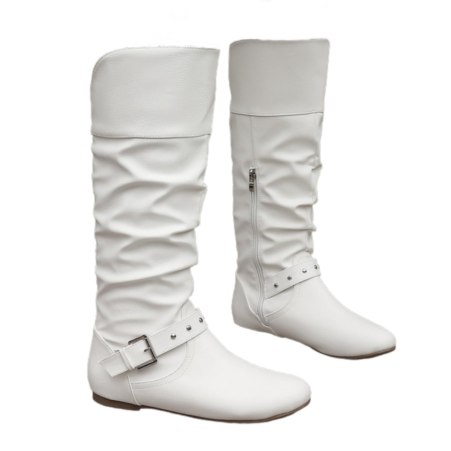ZKXYFFS Womens Slouchy Knee High Boots Fashion Vintage Casual Over The Knee Boot Comfortable Retro Side Zipper Fall