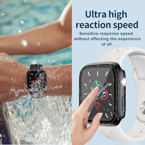 Image of Waterproof Case for Apple Watch Series SE2 SE 6 5 4 40mm, Built-in Screen Protector with Tempered Glass [Touch Sensitive] Cover for iWatch S6 /S5 /S4 /SE 40mm, Black