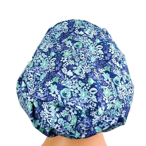 Gorro quirúrgico estilo Scrub, color cobalt teal floral miniatura 2