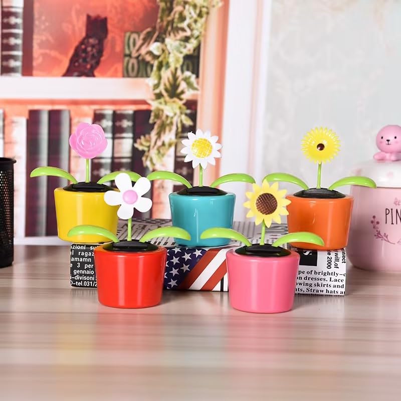 Solar Powered Dancing Flower Toy,Swinging Ladybug Shape Flip Flap Animated Bobblehead Dancer Catcher,Car Window Win Sun Rose