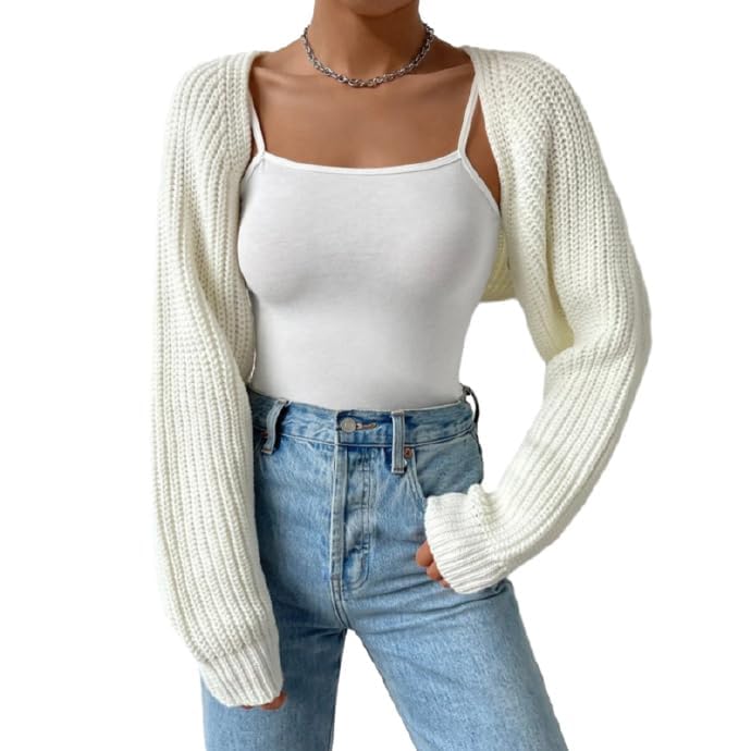KUKEYIEE Women Long Puff Sleeve Sweater Knitwear Jumpers Pullover Crop Top Fashion Cover Knit Top - Image 3