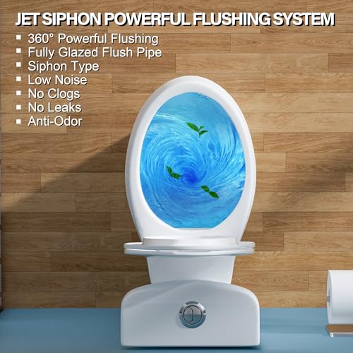 22 Inch Elongated Tall Toilet for Seniors, Extra High Toilet for Bathroom, Comfort Bowl Height 21 Inch, Seat Height 22", Two-Piece Dual Flush 1.1/1.6 GPF, 12 Inch Rough-in, White - Image 6