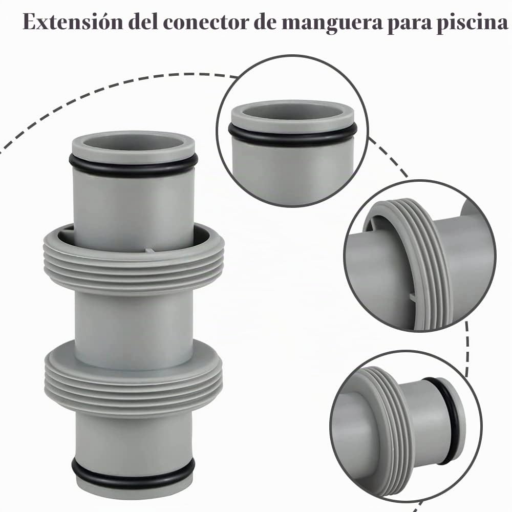 Adaptador Manguera Piscina 38mm, Conector Recto para Piscina Intex Bestway