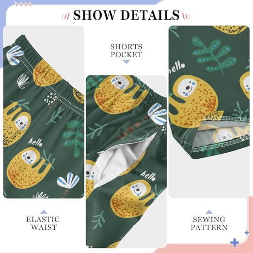 ZZXXB Hello Sloth Boys Long Pants Soft Trousers Elastic Waist Kids Lounge Bottoms with Pockets S-XL4