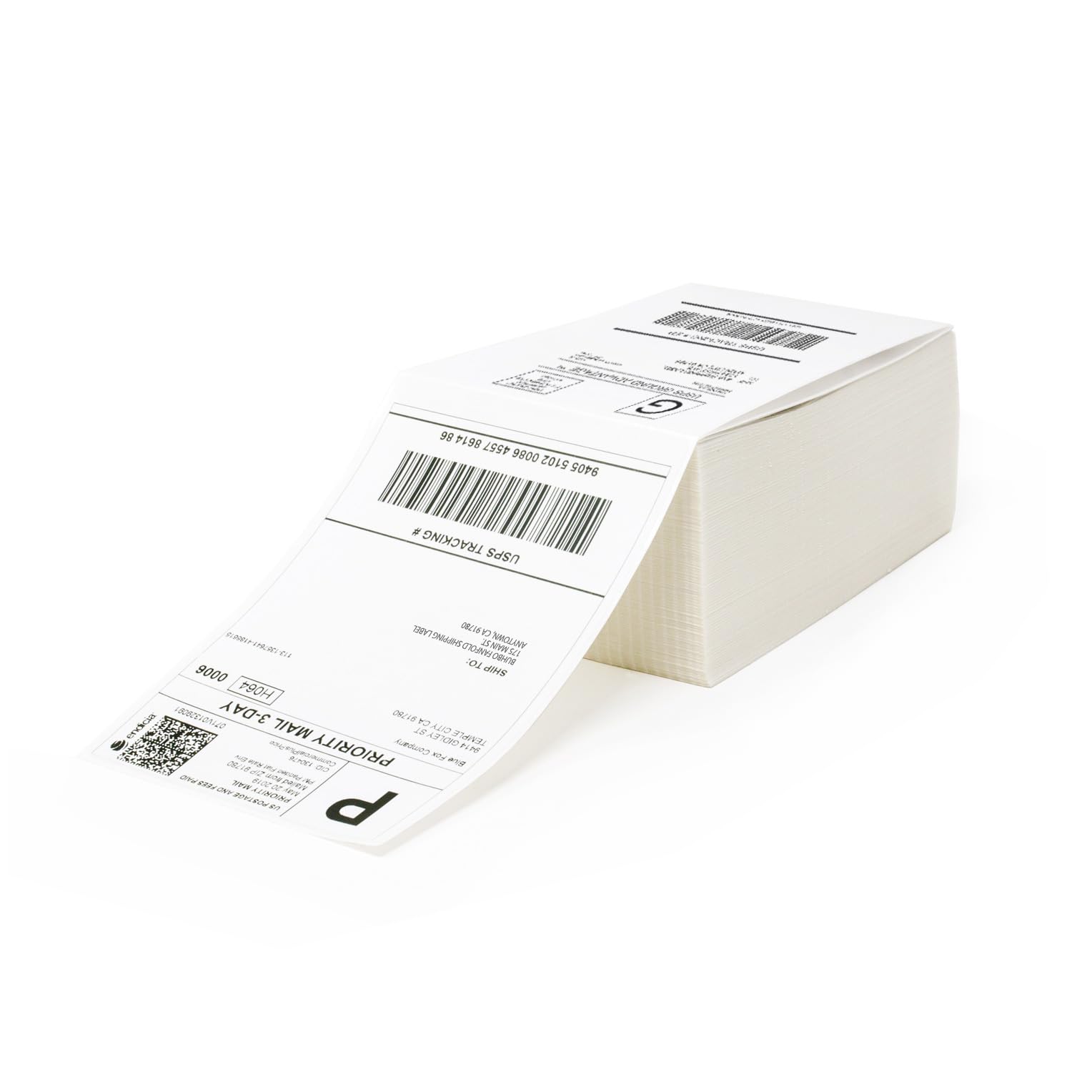 Buhbo 4" x 6" Direct Thermal Shipping Label (500 Fanfold Labels) - Rollo Compatible - Commercial Grade White