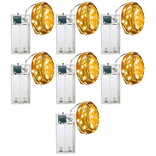 Glowtronix MV Fairy String Lights Battery Operated, 30LED 3M Waterproof Mini String Lights,for Bedroom, Christmas, Parties, Wedding, Centerpiece Décor,Indoor&Outdoor (Warm White)(Pack of 7)