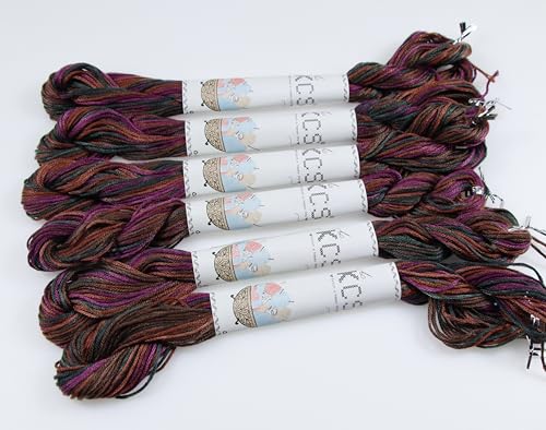 Image of KCS Big skeins of 25 Meters Size 25 Color Variegated Cross Stitch Stranded Threads,6 skeins,4522