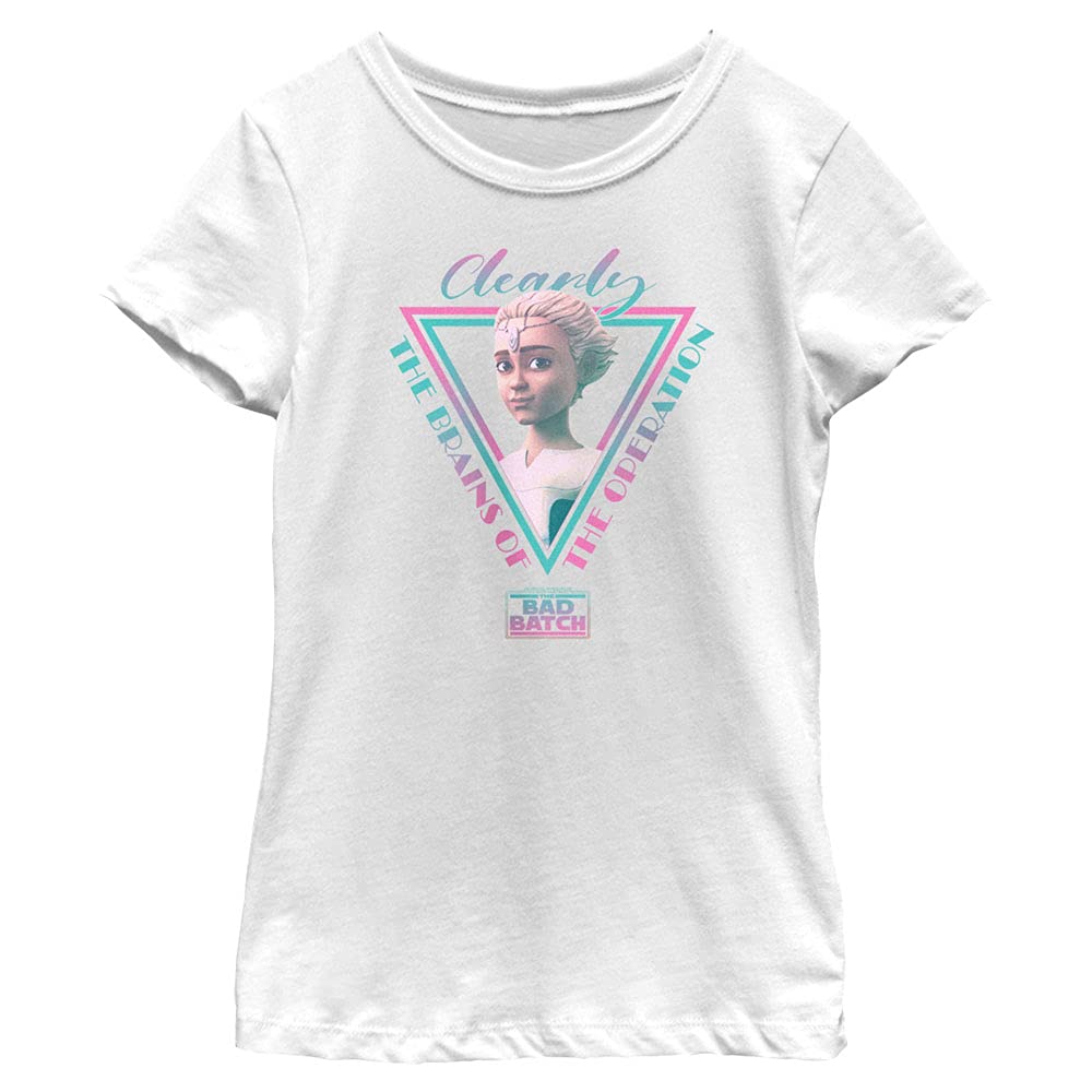 STAR WARS Bad Batch Clearly The Brains Girl's Solid Crew Tee, White, X-Large