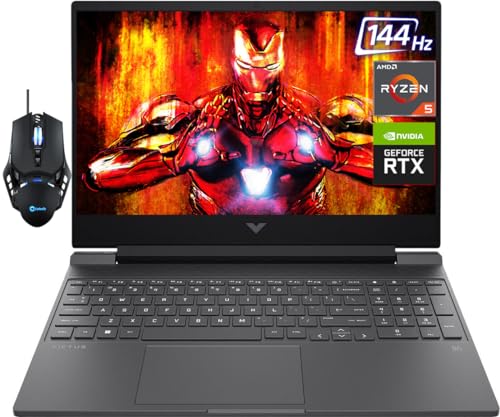 Image of HP 2023 Victus 15 Gaming Laptop, 15.6 inch FHD IPS 144Hz Display, AMD 6-Core Ryzen 5 7535HS (>i7-11800H), 32GB RAM, 1TB SSD, NVIDIA GeForce RTX 2050, Backlit Keyboard, Wi-Fi 6, Windows 11 Home