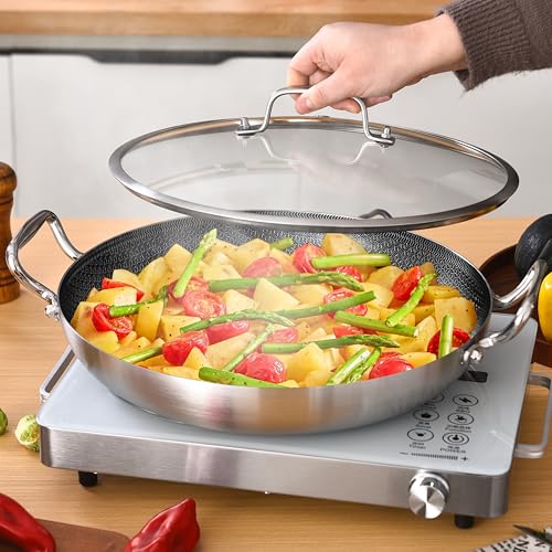Inqibee 13 Inch Hybrid Nonstick Stainless Steel Paella Pan with Lid by Inqibee - Image 7
