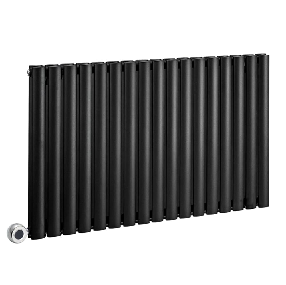 Milano Aruba 1200W Black Horizontal Double Oval Panel WiFi Electric Radiator - 635mm x 1000mm