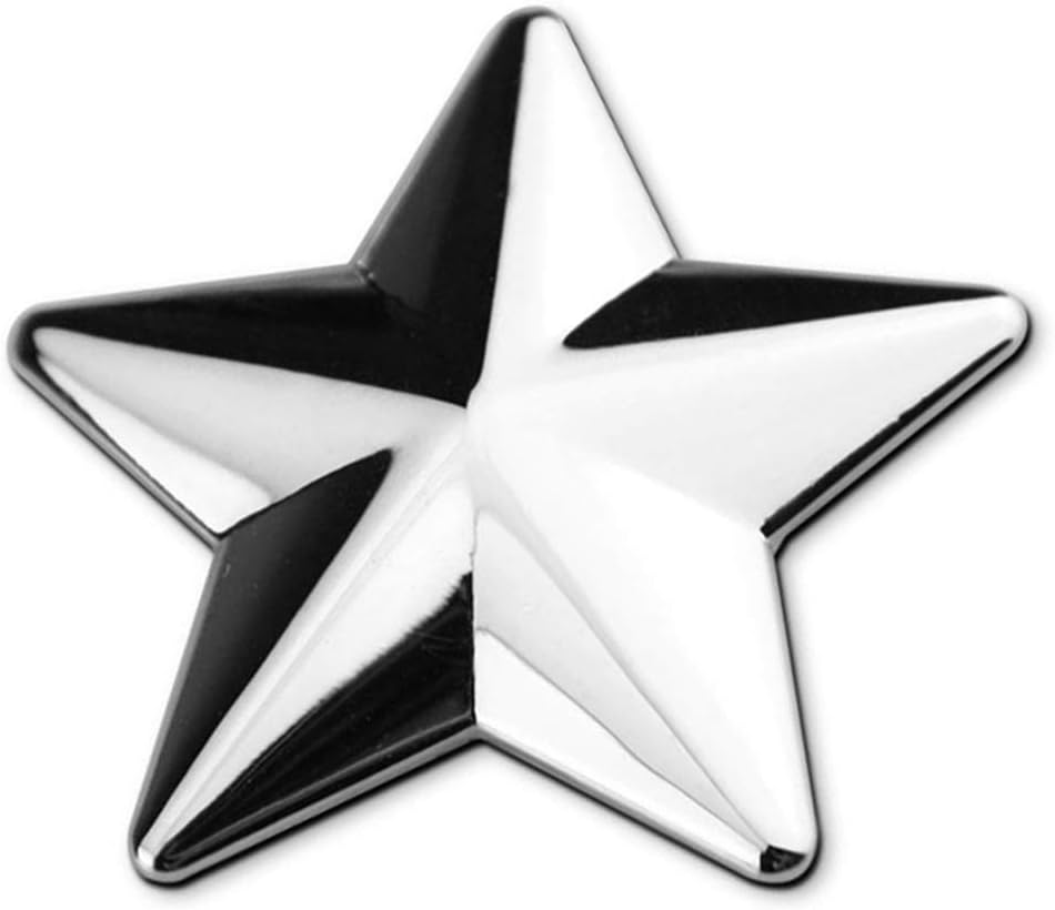 Yolu Car Logo Auto 3D Emblem Badge Sticker Chrome Letters Number DIY (Silver, Star Shape)