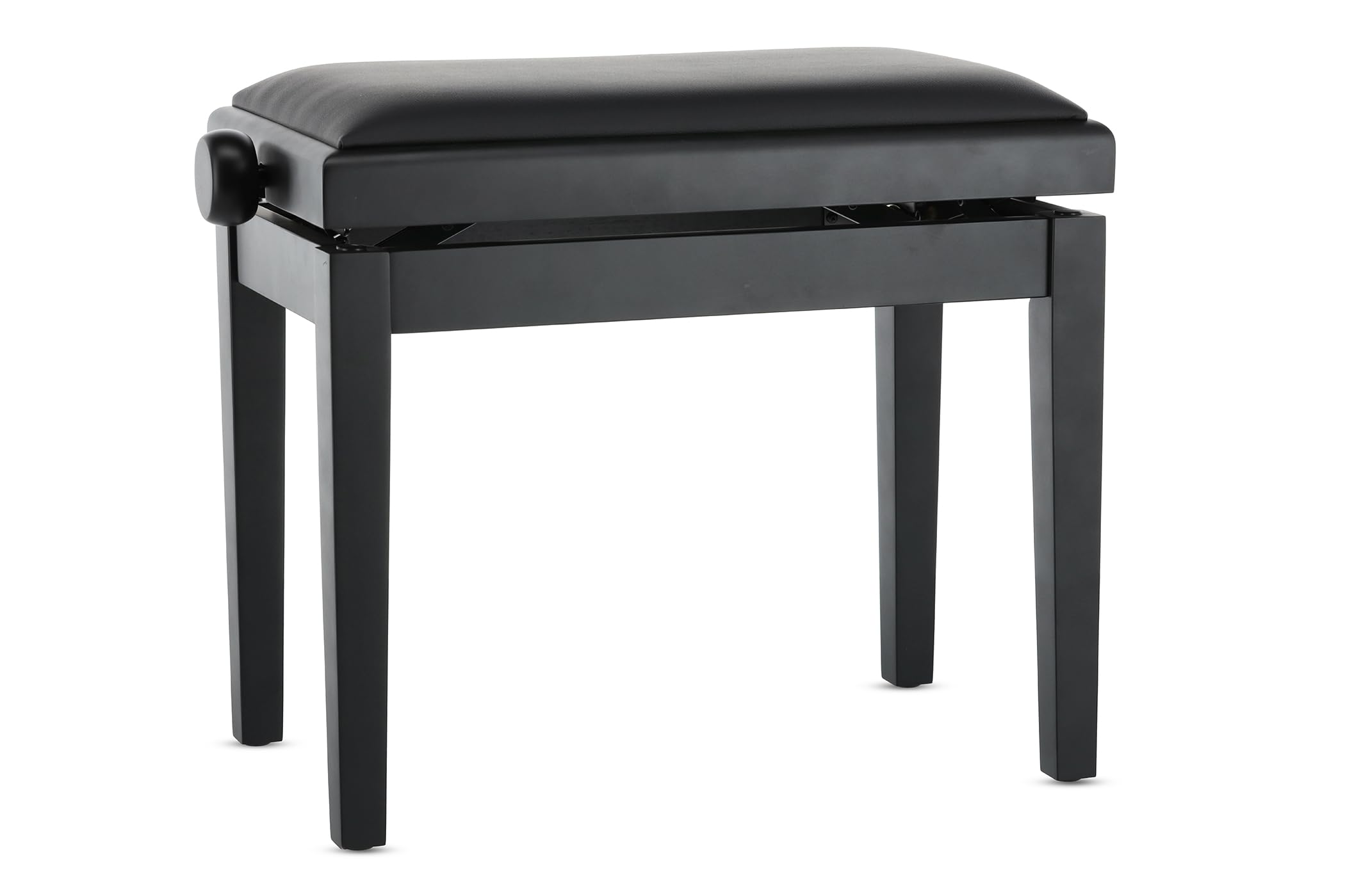 GEWA Piano Bench Deluxe Vinyl - Matte Black - Solid Wood - Vinyl Seat Cover - Seat 52 x 30 cm - Height Adjustable - High Strength Fixation - Break Load 2t