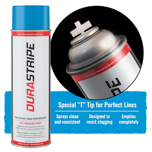 Image of Athletic Field Marking Paint - 2 Cases of 12 T-Tip Spray Cans (24 Total), 18 oz Each - Bright, Durable Field Striping Paint (Handicap Blue)