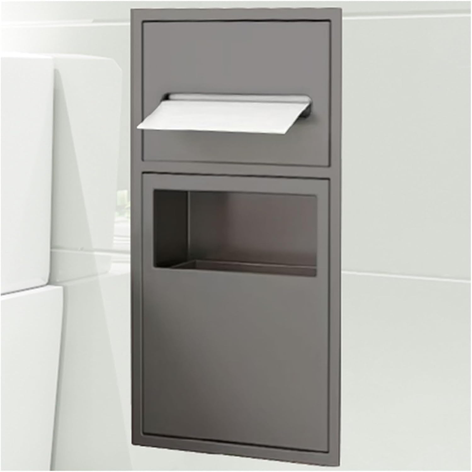 Stainless Steel Recessed Bathroom Niche - Toilet Paper & Trash Can Storage Rack,Built-in Alcove for Toiletries,Ideal for Kitchen,Living Room,Bedroom,Hotel (Gray,28x60x13.5cm)