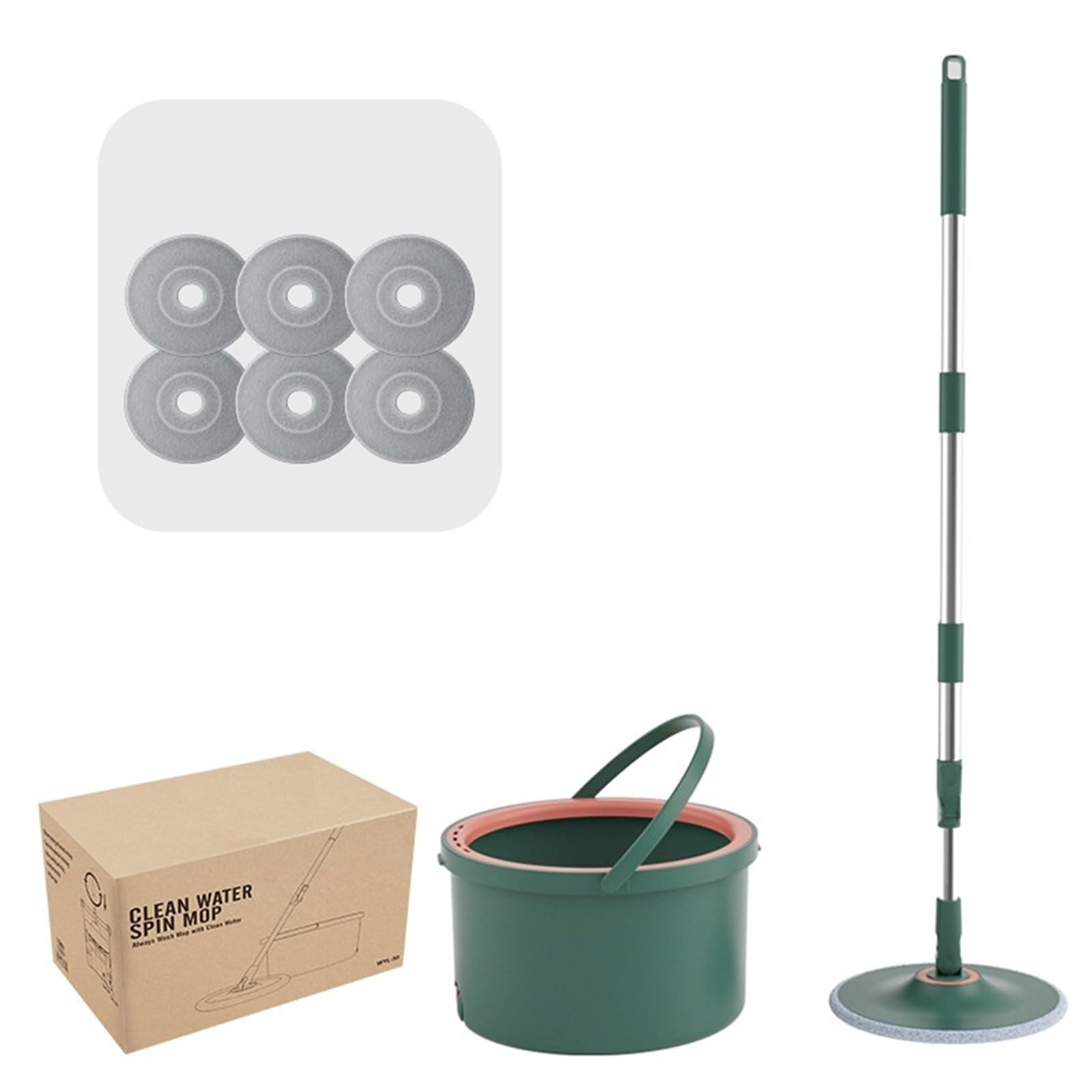Fregona Cubo De Prensa Giratorio For El Hogar, Paño De Fregona Absorbente De Agua, Juego De Fregona Plana Húmeda Y Seca, No Se Lava A Mano