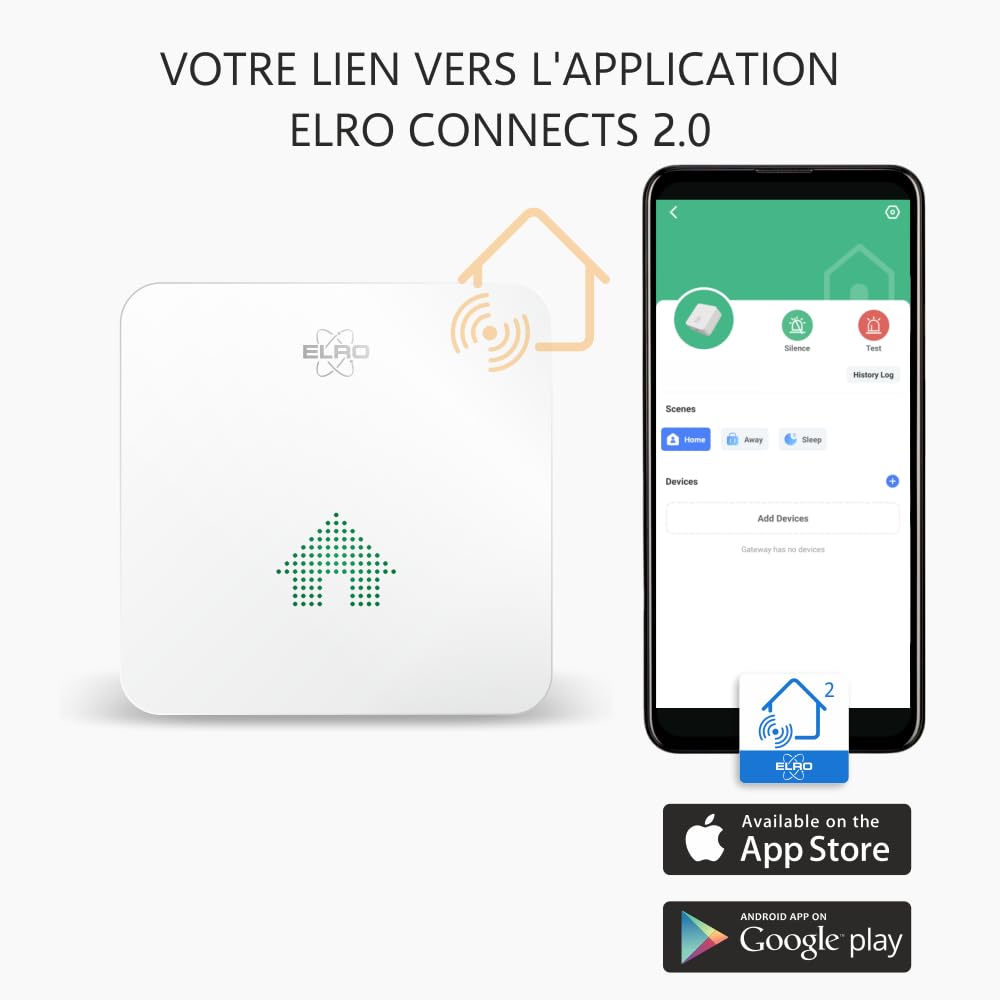 ELRO Connects SF500S zestaw czujek dymu – kompletny zestaw K2 Connector + 3 x radiowy zestaw czujek dymu – ostrzega za pomocą smartfona – zgodnie z normą EN14604