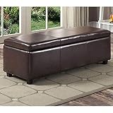  gzz Nordic Leather Ottoman Couverture Literie Boîte Rangement Banc De Rangement Siège Repose-pieds Pouf 39 Pouces Contemporain De Stockage En Simili Cuir,marron