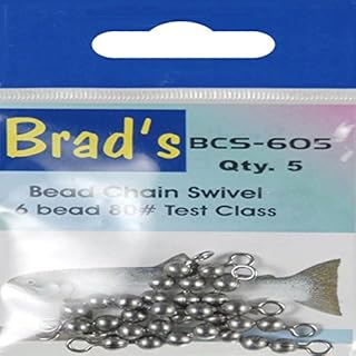 B.S. Fish Tales Bead Chain 1/8 6 Bead Swivel, Silver, os (BCS-605)