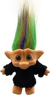 Lucky Troll Dolls,Cute Vintage Troll Dolls Chromatic Adorable for Collections, School Project, Arts and Crafts, Party Favors with Wool Clothes. (Black)