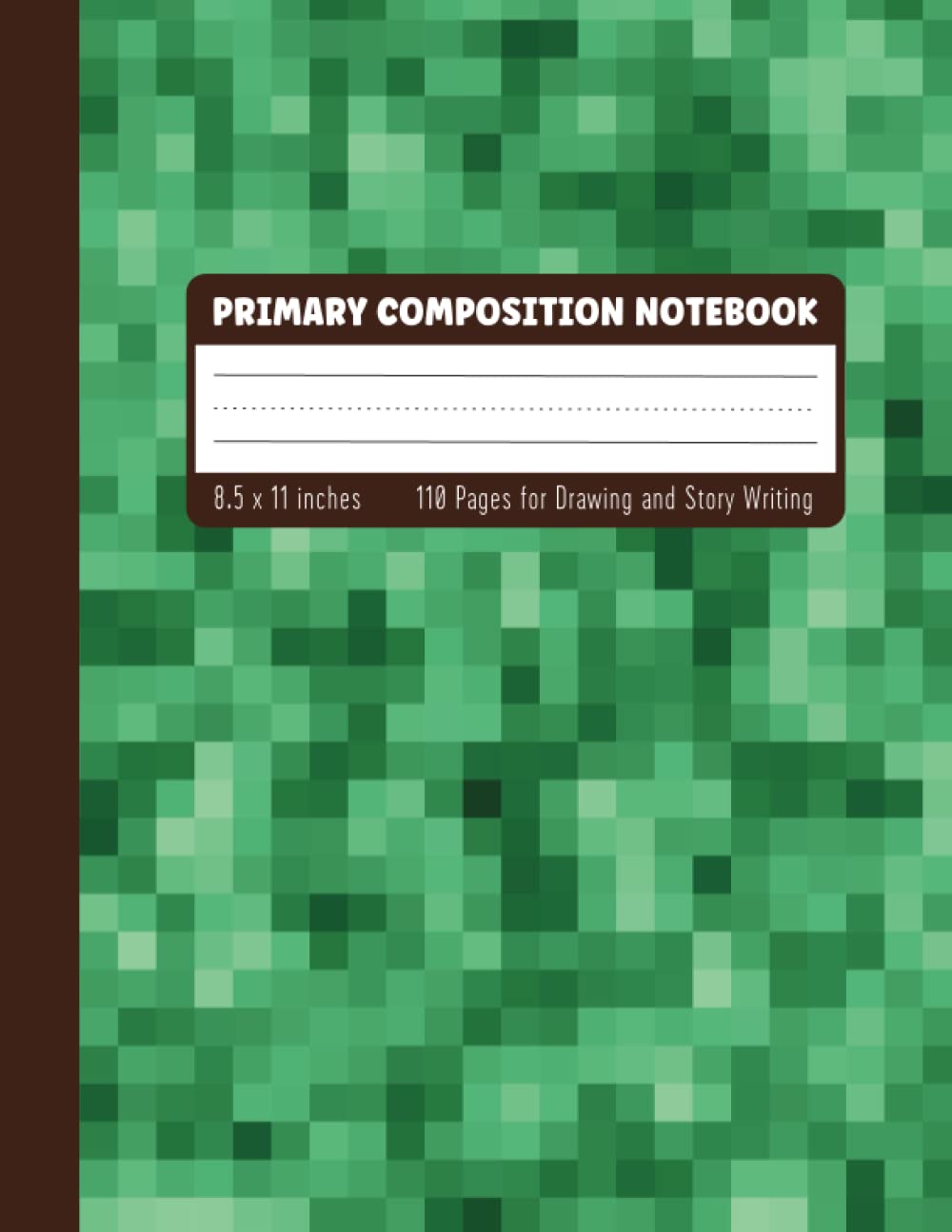 Primary Composition Notebook: Green Pixel Primary Composition Journal with Picture Space for Drawing and Story Writing. Preschool, Kindergarden Kids Handwriting Practise Paper Journal