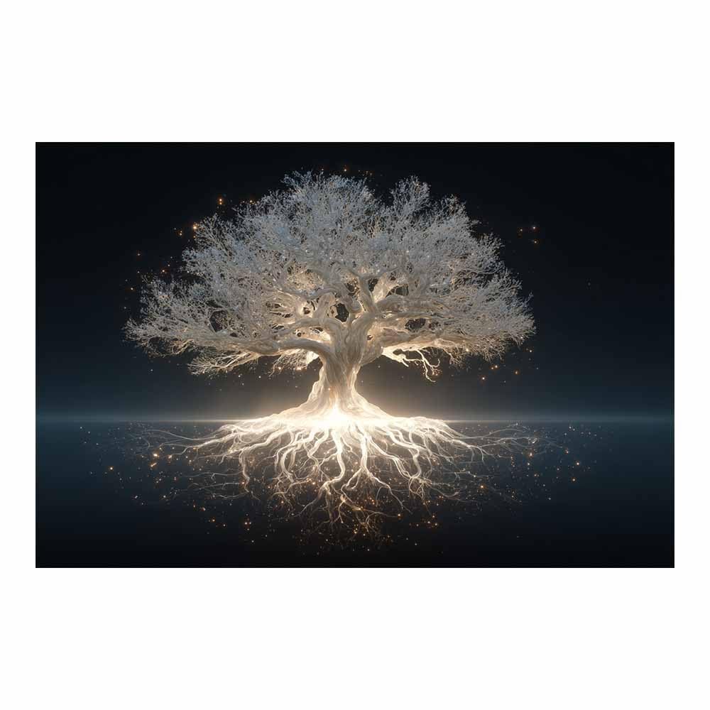 ZAMAEIU The tree of life Flowering trees blossoms Canvas Paintings Abstract Tree,Wall Art Poster Modern Room Bedroom Home Decor Geometric Print Patterns(white)-80x120cm Unframed