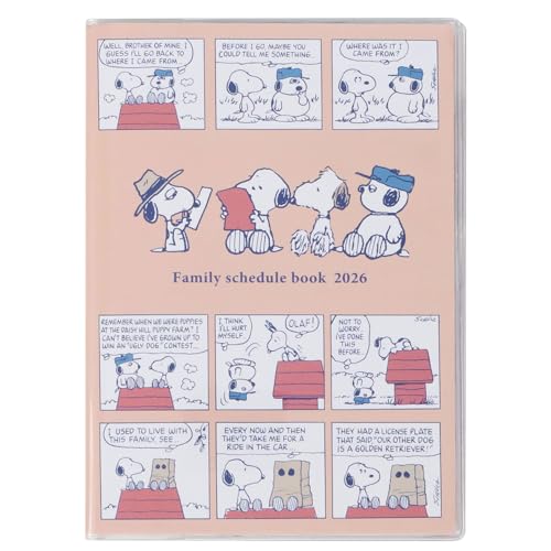 クツワ 手帳 スヌーピー 家族手帳 2026年 A6 マンスリー 日曜始まり コミック 656SQB 2025年12月始まりのサムネイル