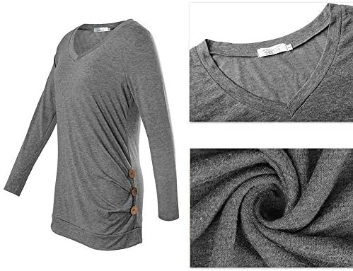 SHIBEVER Women's Tops Long Sleeve Casual T Shirts Tunic with Side Buttons 5 SHIBEVER Women's Tops Long Sleeve Casual T Shirts Tunic with Side Buttons