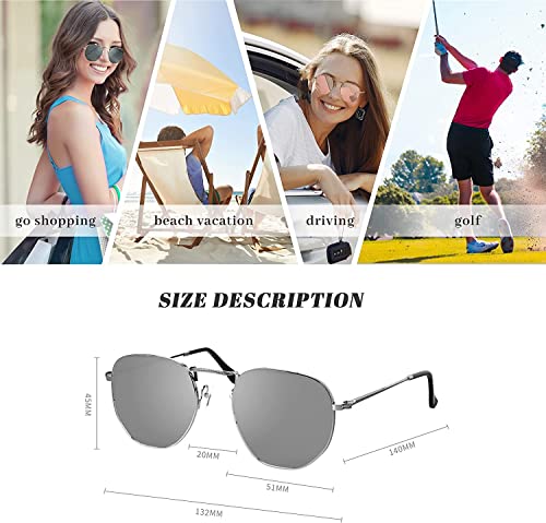 Trendy Round Sunglasses for Women Men Polarized UV Protection, Retro Small Hexagon Sunglasses VF7608…3