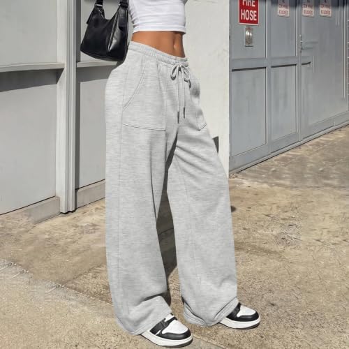 Women Wide Leg Joggers Cotton Baggy Drawstring Waisted with Pockets Joggers - image 4