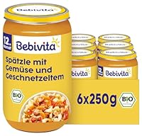 Bebivita Menüs ab 12. Monat Gemüse-Spätzle-Pfanne nach Art Geschnetzeltem, 250g 6er Pack (6x250g)