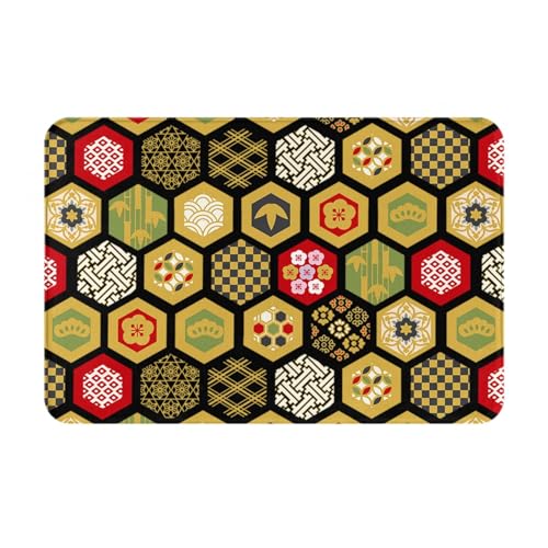 和柄 和風 伝統文様 玄関マット 屋外 室内 足拭きマット バスマット ドアマット 滑り止め 泥落とし 可愛い 洗える ふわふわ おしゃれ 廊下 洗面所 吸水 耐摩耗 防臭 人気 誕生日 プレゼント 40×60cm オールシーズン適用