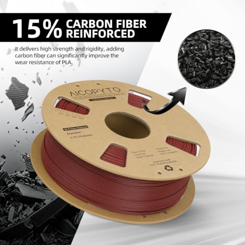 Image of PLA-CF Carbon Fiber PLA 3D Printer Filament 1.75mm 1KG Red