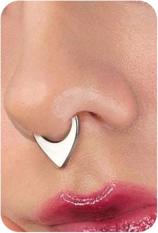 BodyBonita 16G Teardrop Septum Rings - G23 Titanium Nose Rings Hoops Seamless Hinged Cartilage Conch Daith Helix Rook Piercings Septum Jewelry for Women Men Gold Plated/Silver/Black/Rose Gold Plated