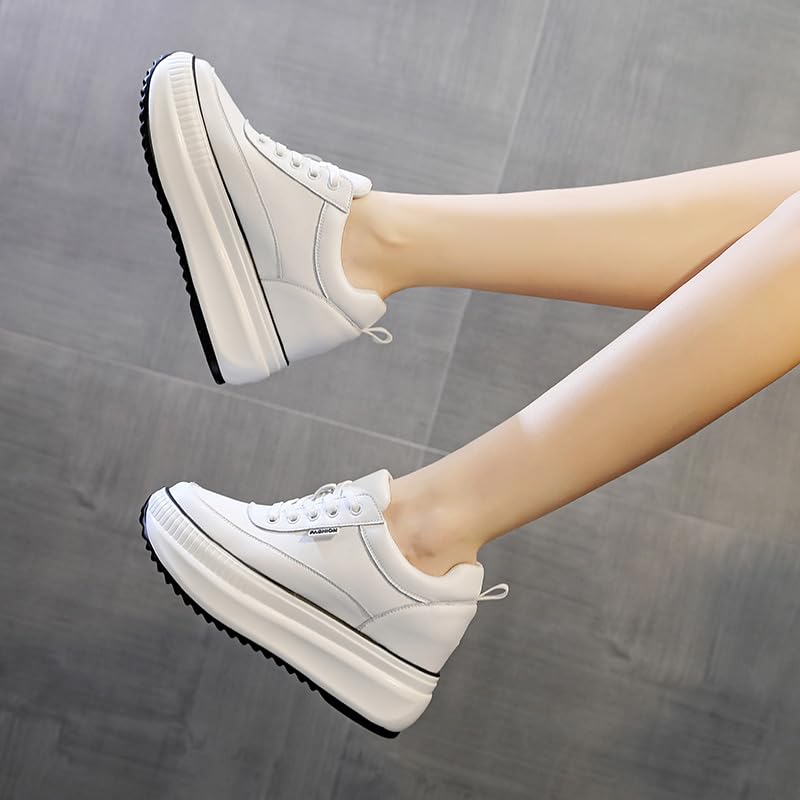 AONEGOLD Scarpe con Zeppa Donna Scarpe Casual con Plateau alla Moda Sportive Fitness Wedges Running Outdoor Sneakers Comode Sneakers Zeppa Interna 8CM