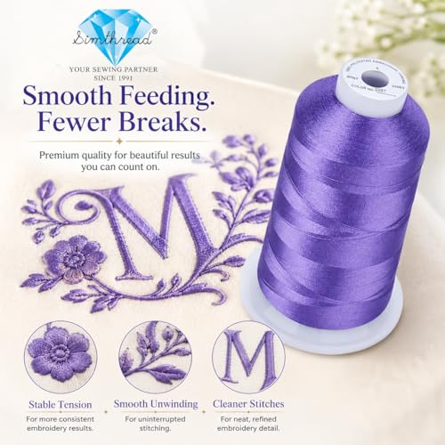 Image of Simthread 5000M 40WT Polyester Embroidery Thread, Light Grape S097 | 5000M 40WT polyester thread feeds smoothly for machine embroidery, monograms, logos, patches and quilting.