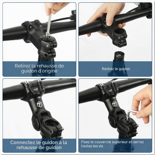 Potence Réglable TOPTREK 31.8 Mm – Alu, ±60°, Hauteur 40 Mm – VTT, Vélo De Route – Avec Clés Allen