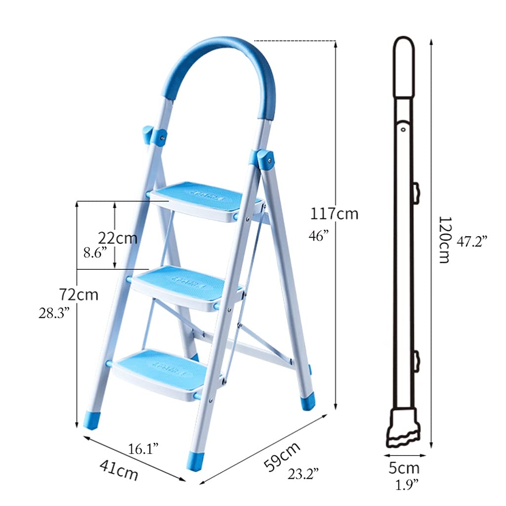 scale per la casa, Robusto sgabello pieghevole a forma di U con 3 gradini addensati(Ladder a)