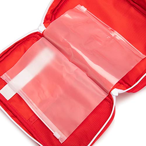 Jipemtra First Aid Bag Tote Empty Small First Aid Kit Bag Outdoor Travel Rescue Pouch First Responder Medicine Bag Pocket Container For Car Home Office Sport Outdoors (Red Handle) #TOP7