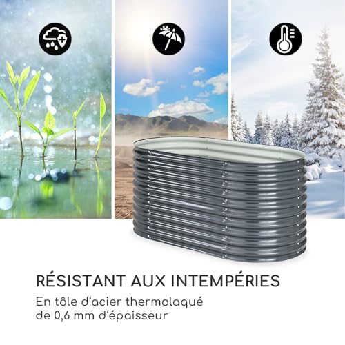Potager surélevé en acier galvanisé antirouille de 160 cm