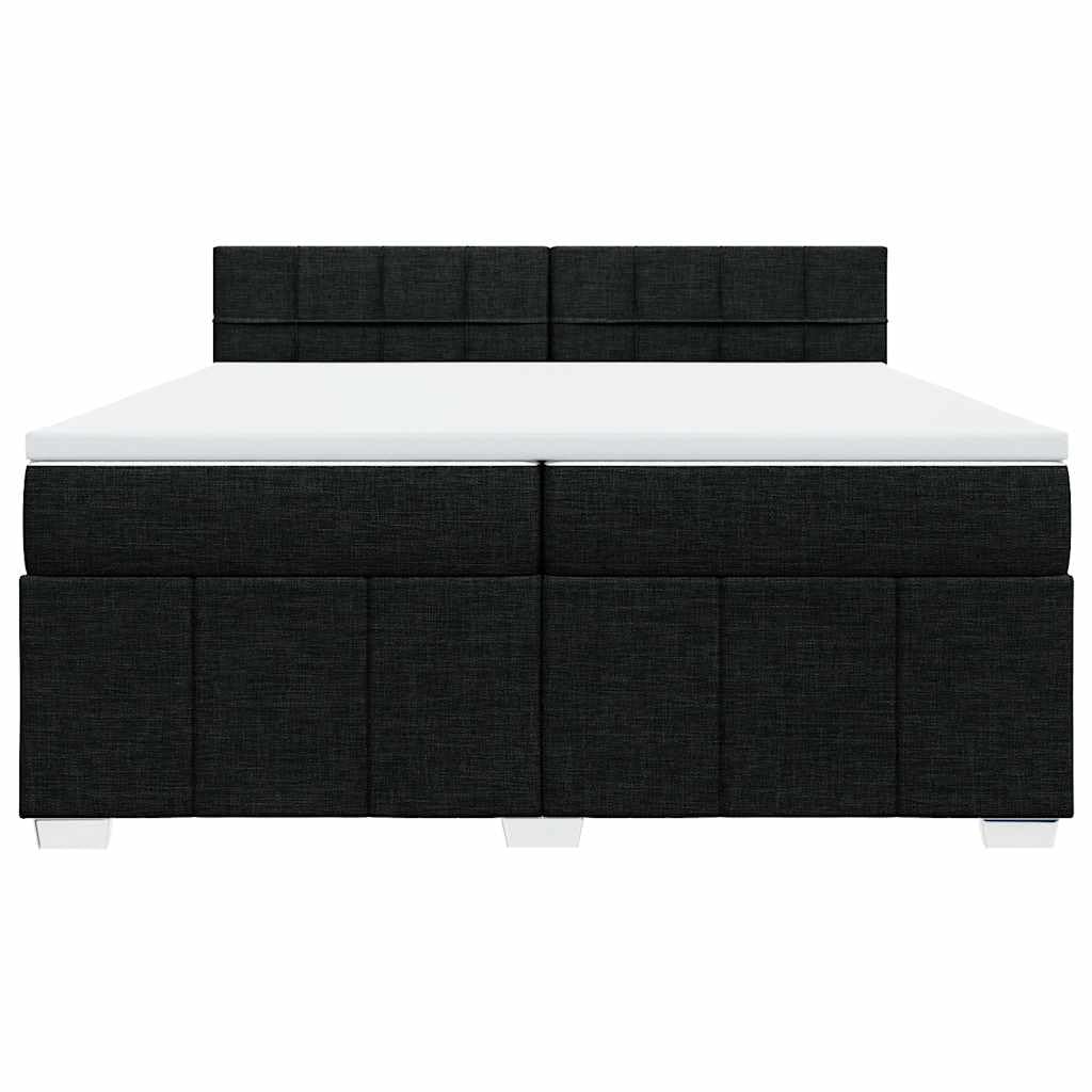 Cama con somier con colchón de 200 x 200 cm en tejido negro, núcleo de muelles ensacados para un agarre óptimo y una transferencia de movimiento reducida, incluye cómodo y transpirable