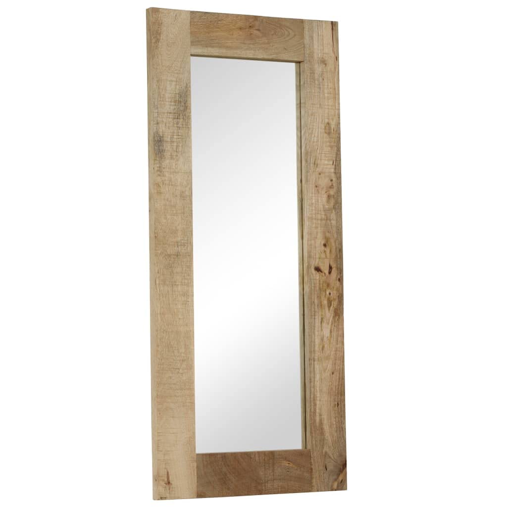 Spiegel Mangoholz Massiv 50 x 110 cm mit Holzrahmen, Vintage Deko für Flur, Badezimmer, Wohnzimmer, Ganzkörperspiegel für Schmink, Rasur, Kosmetik und Ankleide