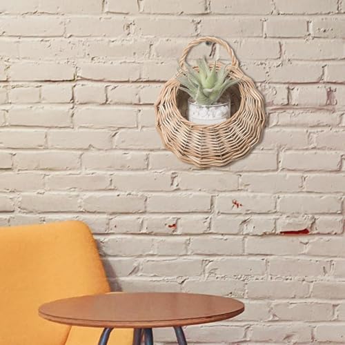 Wall Planter Hanging Basket – Wicker Hanging Flower Pot Holder, Wall Mounted Planter for Indoor Outdoor Plants, Herbs, Succulents, Balcony, Porch, Fence & Garden Decor