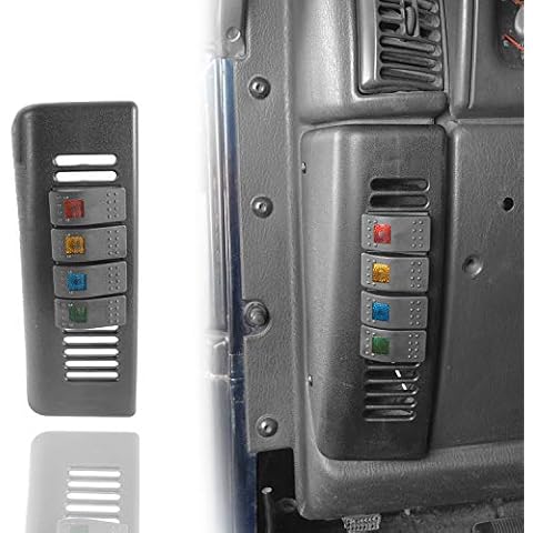 V8 GOD TJ Switch Panel/Pod Driver Side Distribution Control System for Jeep Wrangler TJ 1997 1998 1999 2000 2001 2002 2003 2004 2005 2006 Black Cover