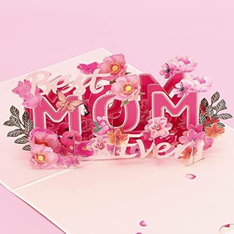 Pop Up Mum Birthday Cards From Daughter, 3D Mother’s Day Gift Cards With Envelopes For Mum, Large Mam Birthday Greeting Cards, Handmade Best Mom Ever Cards, Thinking of You, Thank You Card For Mummy Cover