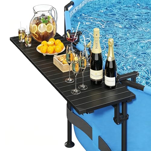 Future Way Poolside Bar Above Ground Pool Bar 49.49.6 Carbon Steel Poolside Table Swim Up Bar Fits Top Rails 4.48or Less Holds 110LBS Frame Round & Oval Above Ground Swimming Pools Accessories