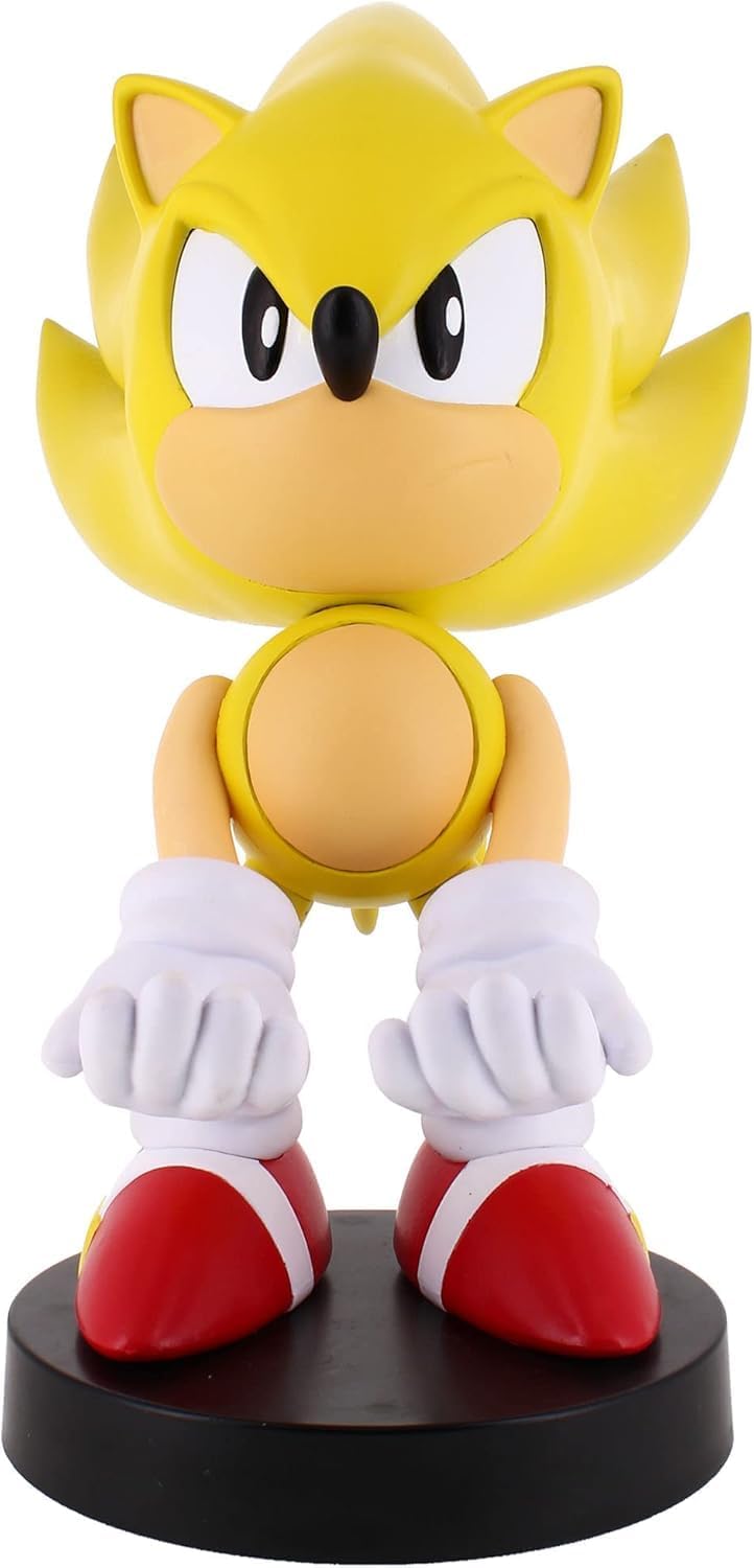 Exquisite Gaming Cable Guy: Phone/Controller Holder - SEGA Super Sonic, Includes a 4 Foot Charging Cable, Heavy Duty PVC Statue and Sturdy Base to Hold Your Stuff without Tipping Over