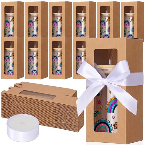 Boîtes cadeaux marron avec ruban FillTouch pour verre de sublimation lot de 30