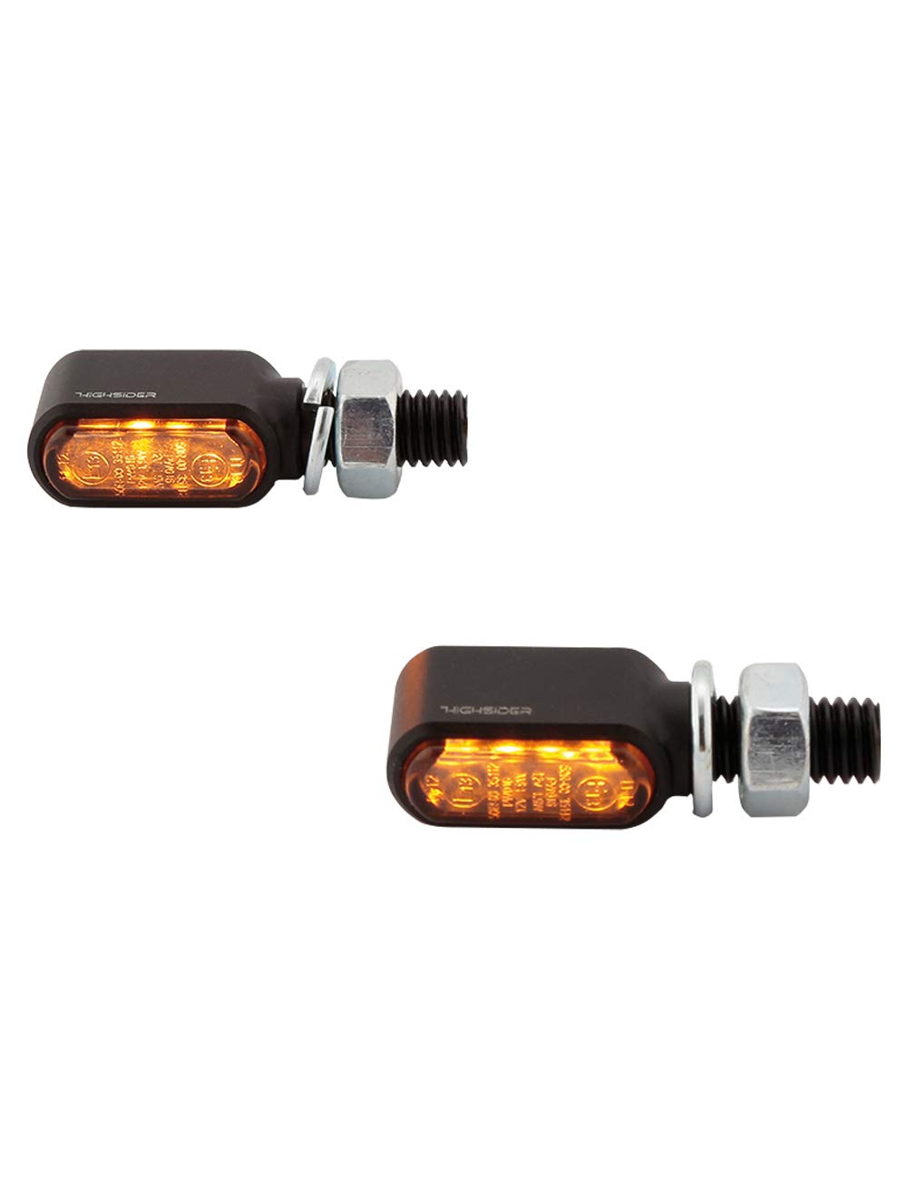 HIGHSIDER Intermitentes LED para motocicleta Little Bronx, certificado E, (2 unidades) (negro)